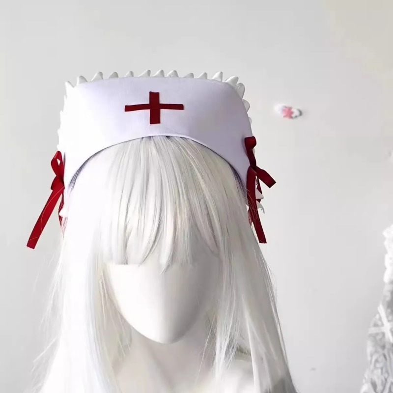 Cosplay Prop Bow - Nieuwe Y2K Gothic Dark Punk verpleegstershoed,