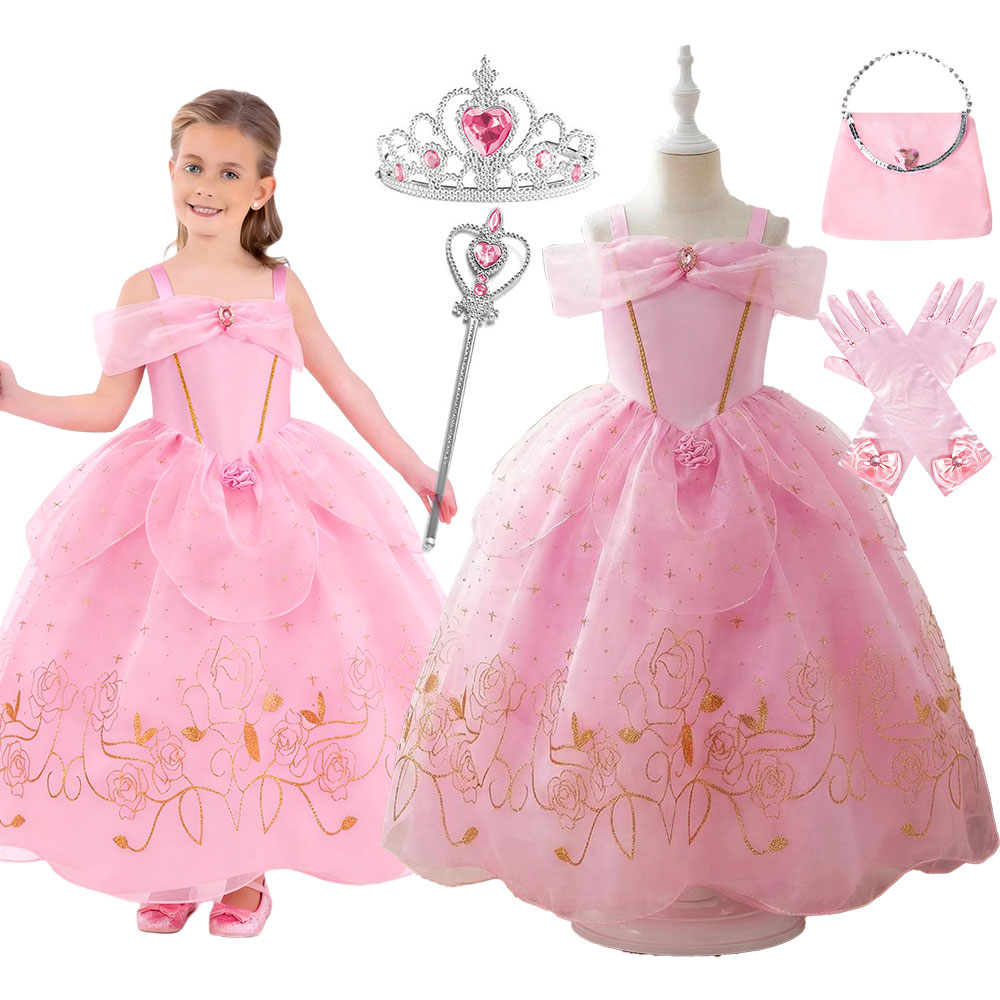 Cosplay Prop Bow - Roze prinsessenjurk voor meisjes, off-shoulder, met